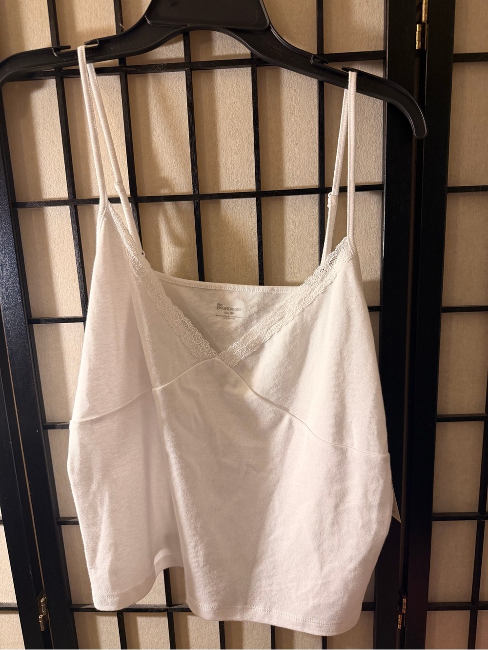 No Boundaries White Lace-Trim Camisole Tank